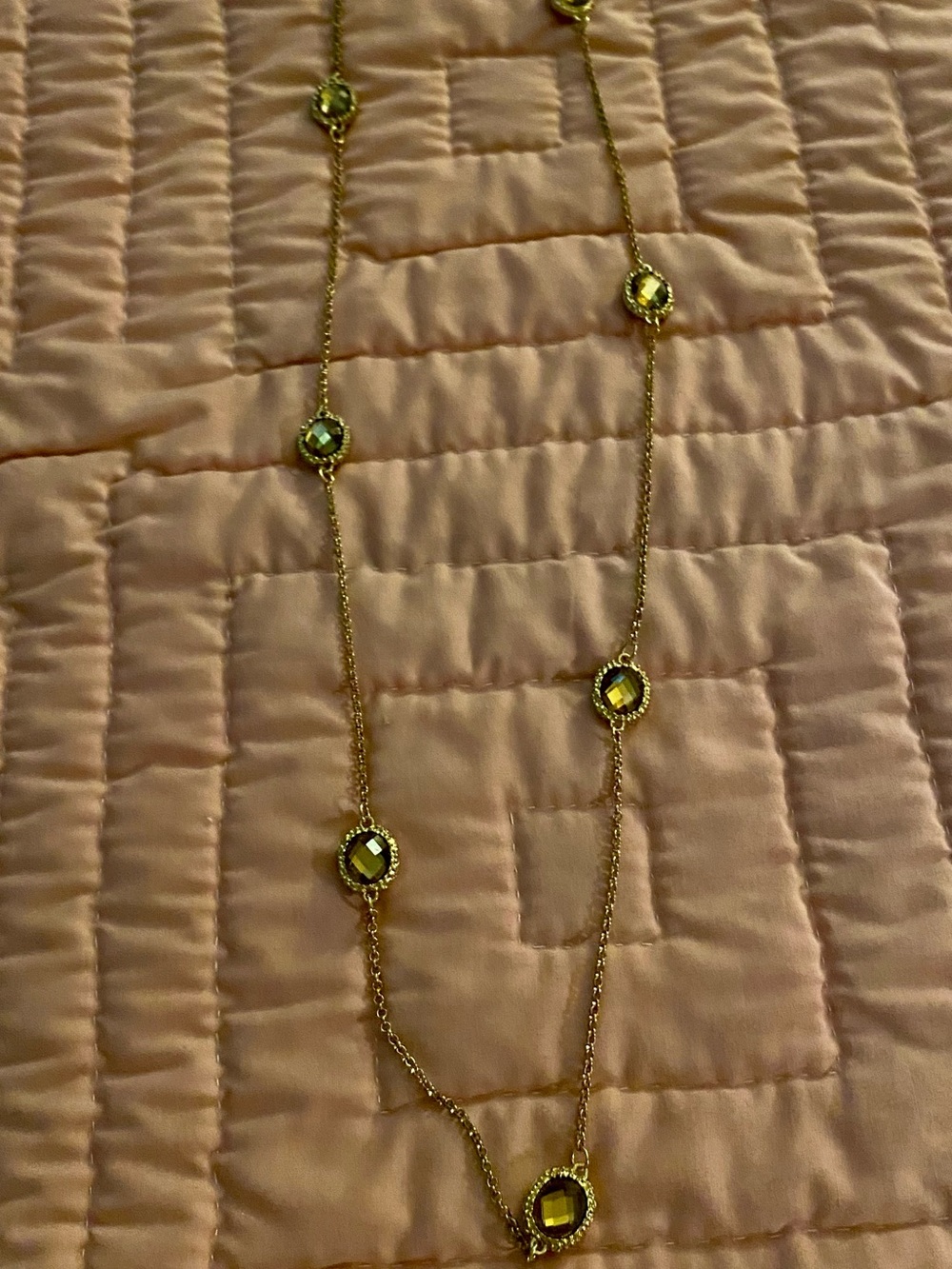Gold Station Necklace with Yellow Gem Accents - Women Jewelry